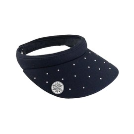 Surprizeshop Womens Golf Visor | Clip Style | Crystal Design | Built in Magnet | Comes with Hand Enamelled 25mm Ball Marker | Rigid Peak | Multiple Colours | Golf Visor | Tennis Visor | Navy