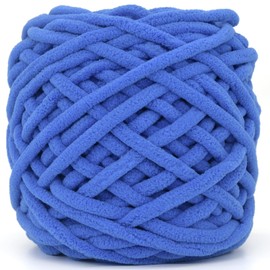 Chunky Velvet Chenille Yarn for Crocheting Velvet Fluffy Plush Thick Bulky Chunky Chenille Velvet Soft Baby Blanket Yarn for Crocheting Hand Knitting 100g(Royal Blue)