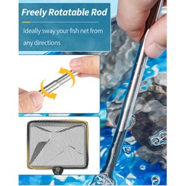 Pawfly Pawfly 3 Inch Aquarium Fish Net with Telescopic Stainless Steel Handle Small Square Net with Soft Fine Mesh Sludge Food Residue Wastes Skimming Cleaning Net for Fish Tanks Small Koi Ponds and Pools