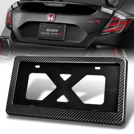 W-Power Red Real Carbon Fiber License Plate Cover Frame Front Rear With Bracket - Color: Red Carbon Fiber