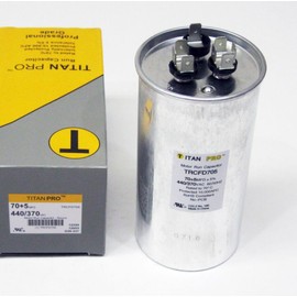 Replacement TRCFD705 HVAC Round Dual Motor Run Capacitor. 70/5 MFD/UF440/370 Volts