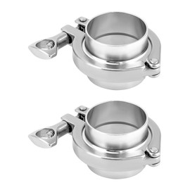 QWORK Clamp Fitting, 304 Stainless Steel, 2 in Sanitary Pipe Weld Ferrule + Clamp Fitting, Sanitary Grade Chuck End Assembly ID 51mm, 2 Sets