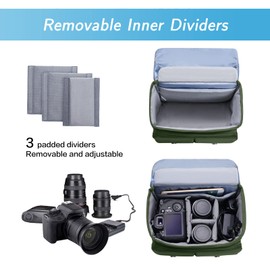 MOSISO Camera Case Crossbody Shoulder Messenger Bag, DSLR/SLR/Mirrorless Photography Vintage PU Leather Flap Gadget Bag with Rain Cover Compatible with Canon/Nikon/Sony Camera and Lens, Army Green