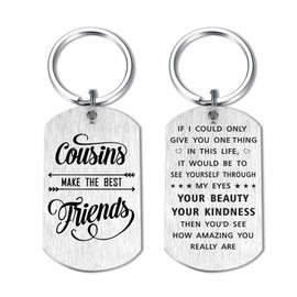 Yobent to My Cousin Gifts for Women, Cousins Make the Best Friends Keychain for Mothers Day Birthday Graduation, Meaningful Gift Ideas