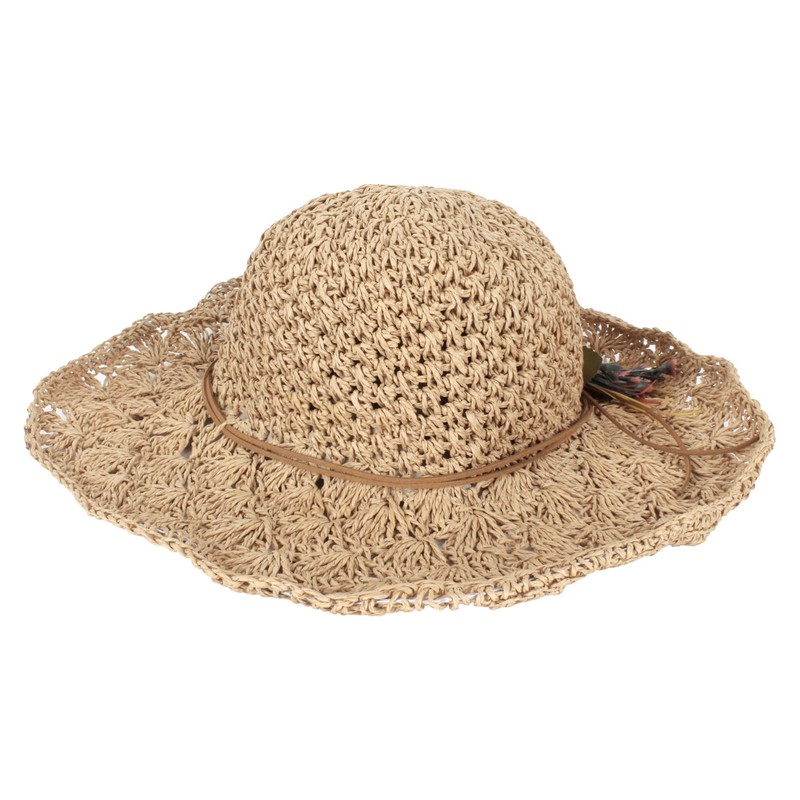 Milya Straw Foldable Sun Hat with Wide Brim Flowers Straw
