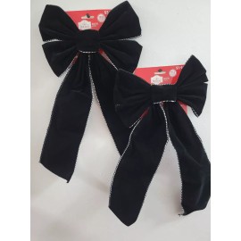 Holiday Time (LOT OF 2) Holiday Time Black Baker Twine Wreath Bow 19.5 inches W/Tail