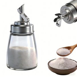 Glass Sugar Jar, Sugar Container Sugar Dispenser with Pour Spout, 6oz Glass Jar with Stainless Steel Lid, Multi-Use Sugar Bowl Sugar Shaker Sugar Container for Coffee Bar