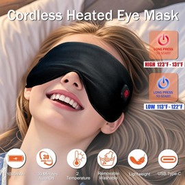 Máscara ocular térmica recargable e inalámbrica para ojos secos - Compresa térmica portátil con temperatura ajustable para migrañas, orzuelos, sinusitis y para dormir. Regalo ideal para hombre