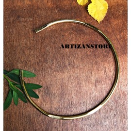 ARTIZANSTORE Solid Brass Neck Collar, Choker, Tribal Design Torc Necklace, Finish Torque