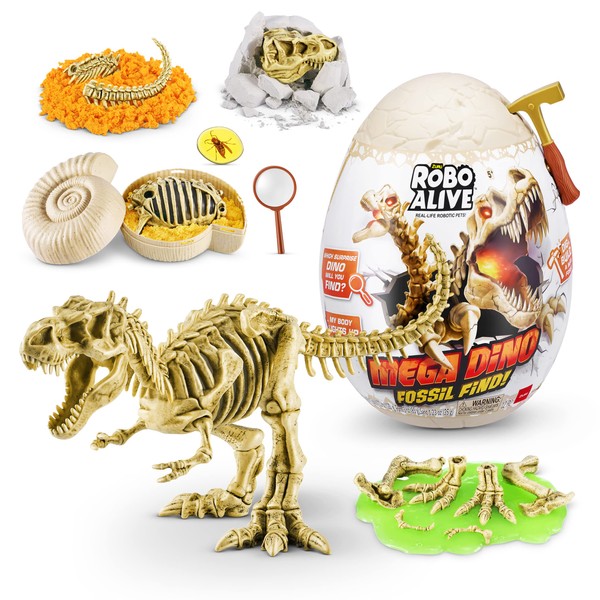 Robo Alive Mega Dino Fossil Find (T-Rex) by ZURU Dig and Discover, STEM, Excavate Prehistoric Fossils, Dinosaur Toys, Educational Toys, Great Science Kit Gift for Girls and Boys