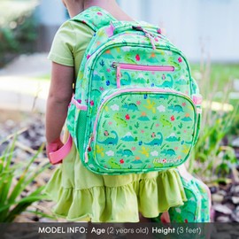 mibasies Toddler Backpack for Girls and Boys 2-4, Preschool Kindergarten Backpack, Cute Kids Backpacks for Girls（Dinosaur Forest Light Green）