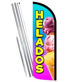 Vista Products Helados Premium Windless Feather Banner Flag Kit (Flag, Pole, & Ground Mt)