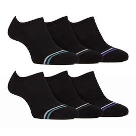 Farah Mens Bamboo No Show Invisible Socks 6 Pack | Low Cut Non Slip Cushioned Socks for Gym (6-11, Black)