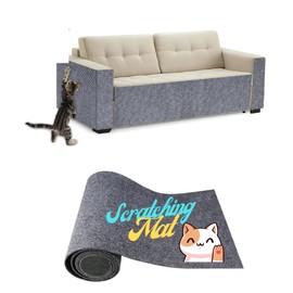SAVUK Cat Scratching Mat for Couch Furniture Protective Cover Anti-Fall Climbing Claw Corner Wall Mat Self-Adhesive Cuttable Easy to Clean Replacement Carpet Rug (Light Gray, 15" x 24")