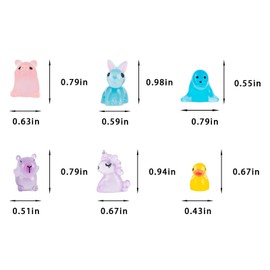 AYNKH 42Pcs Mini Resin Tiere, Tiny Plastic Luminous Mix Tiere Spielzeug in der Dunkelheit, Capybara, Ente, Ferkel, Einhorn, Hase, Seelöwe, Mini-Landschaft für Dollhouse Aquarium Garten