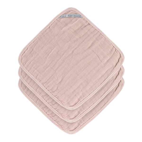 LÃSSIG Muslin Waschlappen Baumwolle 3er Set/Wash Cloth powder pink