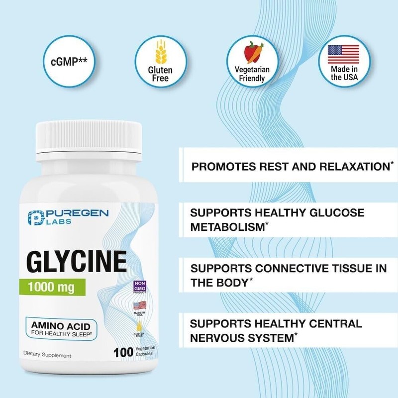 Puregen Glycine | 1000 mg 100 Veg Capsules | Pack