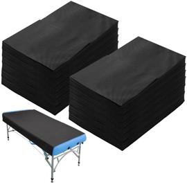 DEAYOU 40 PCS Disposable Massage Table Sheets, Non Woven Fabric Spa Bed Sheets, Breathable Lash Bed Cover for Tattoo, Beauty Salon, Hotels, Travel, Esthetician, 31" x 70", Black