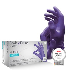 AMPri Med-Comfort Style Prune Nitrile Gloves, Dark Purple, 100 Pieces/Box, Size XS, S, M, L, XL