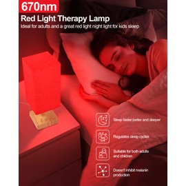 Red Light Night Light Lamp for Sleep, 670nm Red Nightlight Desk Lamp for Bedroom with Multi-Color and Brightness Options Remote Control USB Charging Elegant Design