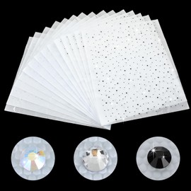 Maysing 15 Sheet Iron-on Rhinestone Sheets Transfers for Clothing 2mm, 3.5mm Glitter Hotfix Crystal Decals 3 Styles Round Rhinestones Hot Melt Patches for T-Shirt Jeans Clothing Embellishment