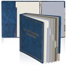 chiazllta Estate Planning Portfolio Binder with Index Tab Divider End of Life Planner When I Die Organizer Binder PU Leather 3 Ring Organizing Wills Trusts Powers of Attorney Final Wishes (Blue)