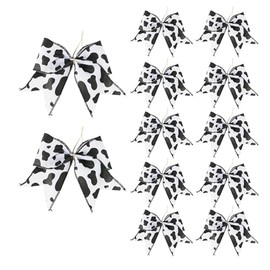 Meseey Highland Cow Print Wire Ribbon Bows, 12 Pieces, Farmhouse Style, DIY Wreath Making and Party Decor (bw Cow)