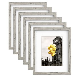 BSRHOME 8x10 Picture Frame Set for Wall Collage - 6 pcs Rustic Gray Farmhouse Photo Frames for Hanging Wall or Tabletop Decor