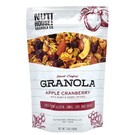 NutHouse! Granola Company - Premium Apple-Cranberry Granola | Certified Gluten-Free, Non-GMO, Kosher | Vegan, Soy-Free | 12 oz. Bag (3-Pack)