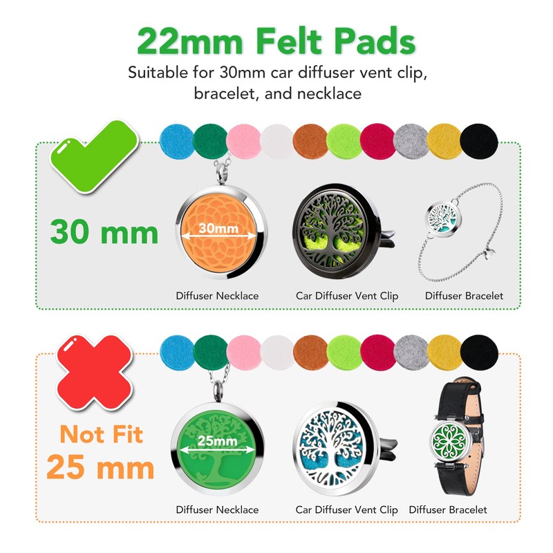 Maromalife 48PCS 22mm Replacement Refill Pads for 30mm Essential Oil