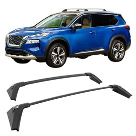 IKON MOTORSPORTS Lockable Roof Rack Cross Bars Compatible with 2021-2026 Nissan Rogue (Not Fit Rock Creek Model), Aluminum Black Anti-Theft Lock Crossbars with Key (Factory Side Rails Required)