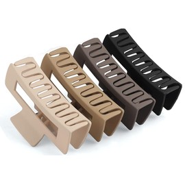 Ello Hair Claw Clip for Women & Girls, 4.3 Inch(11cm) Large Claw Clip for Women Thick Hair, Matte Hair Clips, Non-Slip Strong Jaw Claw Clips (Rectangle 4Pcs)