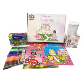 Anilas Mega Princess Activity Set with Colouring, Sticker & Activity Books, Puzzle, Colouring Mug, Stationery & Felt Tip Pens (Perfect for Girls Ages 3-8)