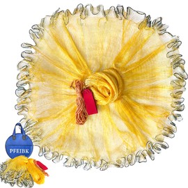 Pfeibk Cast Nets for Fishing Saltwater American Fishing Casting nets for Bait Fish Shrimp Trap 3/8inch Mesh Size, American Style Hand Throw Nets Nylon Multfilament Cast Net Heavy Duty Sinkers (8ft)