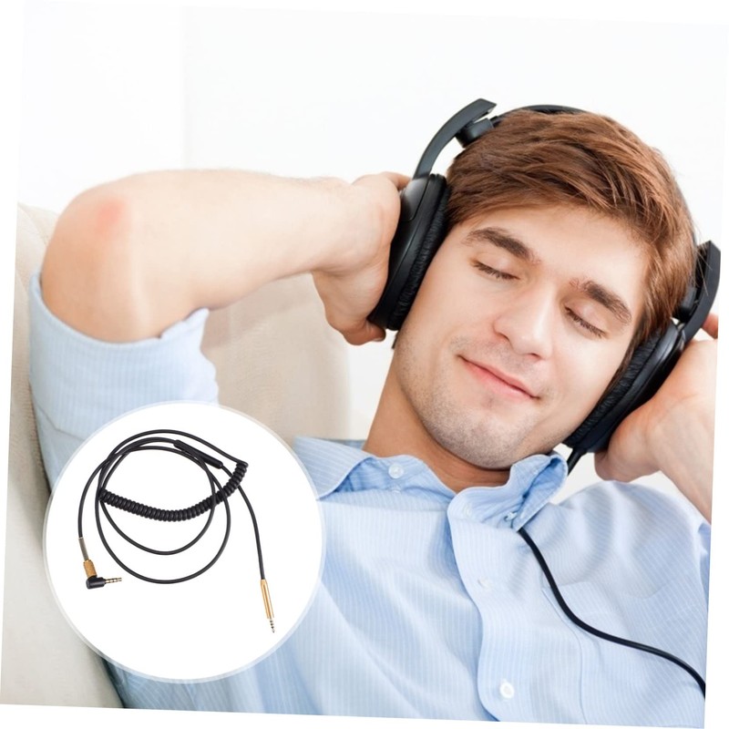 jojofuny 2pcs Wired Control Spring Audio Cable for Headphones Flexible