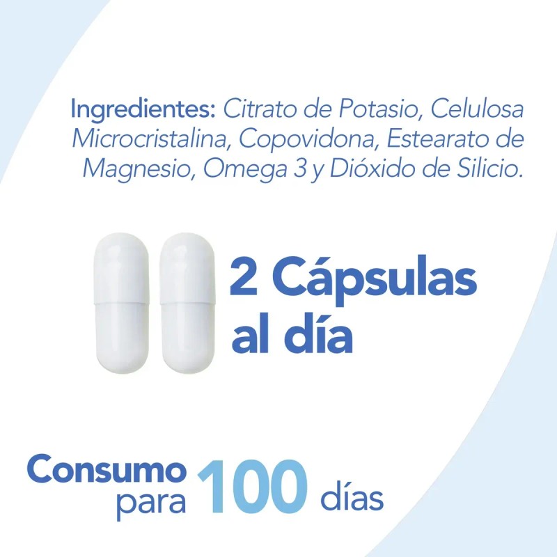 Citrato de potasio y omega 3 200 capsulas de 700