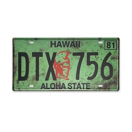 Retro Hawaii License Plate Car Decor License Plates,Room Decoration,License Plate Souvenir,Retro Rusty Metal License Plate Souvenir Front -11