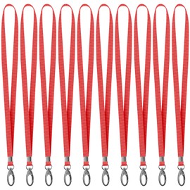 Avorast 10 Pack Lanyards for ID Badges, Cruise Ship Cards, Keys, Keychain, Long-lasting Neck lanyard Strap with Clasp, Cruise Badge Key Lanyards for Men, Women, Teachers, Kids (Red)