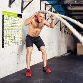 NewMe Fitness Workout Posters for Home Gym - Exercise Posters for Full Body Workout - Core, Abs, Legs, Glutes & Upper Body Training Program (Battle Rope)