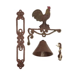 Treasure Gurus Metal Wall Mount Rooster Welcome Bell Rustic Farm/Yard/Garden/Patio Door Decor
