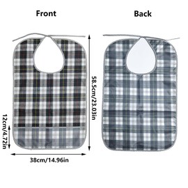 SEABABOO Bibs for Adults, Pack of 2, Bibs 58.5 x 38 cm, Waterproof Adult Bib, Reusable Clothing Protection for Men, Women, Elderly People, Disabled, black