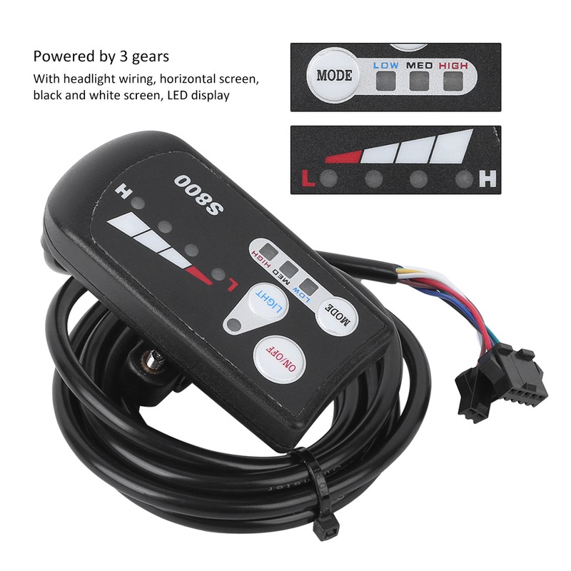 EBicycle Lithium Battery LED Meter S800 Display Horizontal Black &amp;