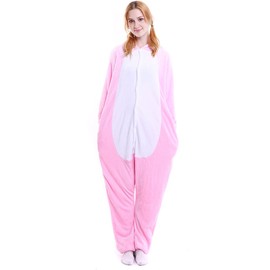 Animal Onesies Adult Costumes One Piece Pajamas for Men Women Unisex Teens Bunny Pink Rabbit S