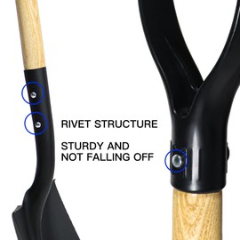 KOLEIYA Flat Shovel,Transfer Shovel with D Handel and Heavy Duty Square Head for Landscaping,Gardening,Construction,Snow Shoveling and Yard Work,41-Inch,Metal+Wooden