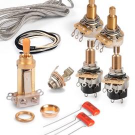 Golden Age Premium Wiring Kit for Gibson Les Paul with Push-pull Pots, Long-shaft CTS Pots and Gold Switchcraft Switch