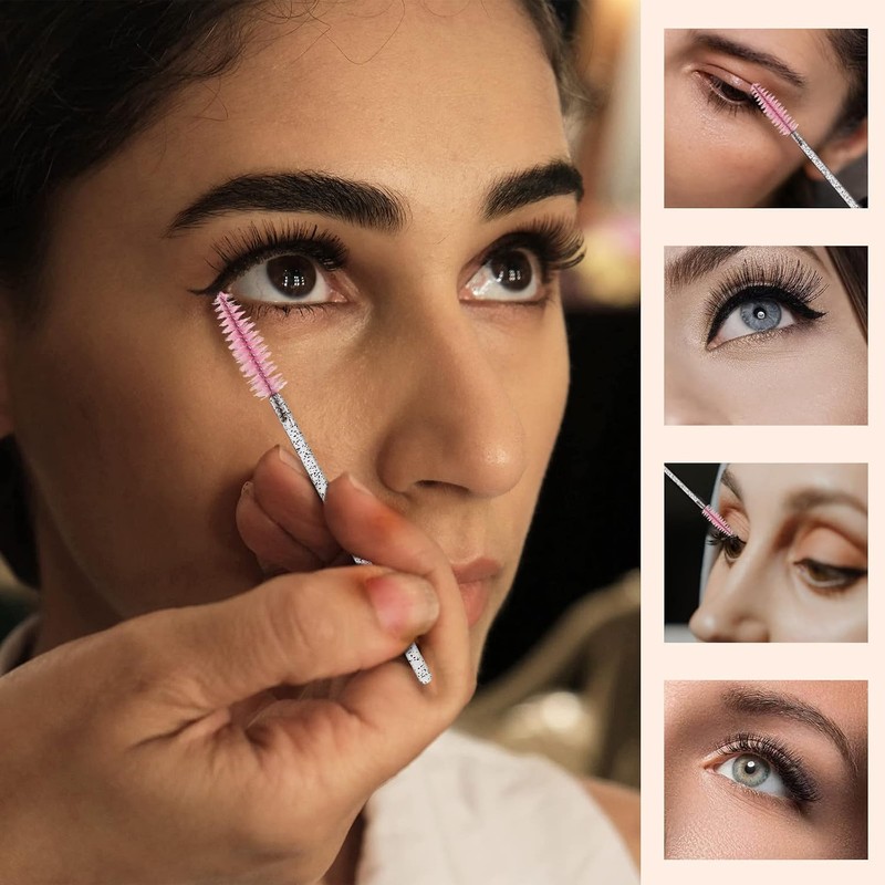 Tbestmax 100 Pcs Cepillo Desechable para Pestañas, Varitas de Mascara