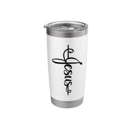 Jesus Cursive Cross Pretty Christian Cross Script Faith Hope Stainless Steel Insulated Tumbler