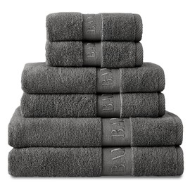 GC GAVENO CAVAILIA Large Bath Towel Bamboo Towels 2 Pack (70x120cm) - Highly Absorbent Quick Dry Towels (40% Cotton, 60% Bamboo) - Washable Bathroom Towel Charcoal - 500 GSM