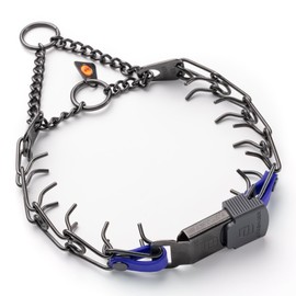 Herm Sprenger Black Stainless Steel Dog Collar with Quick Release ClicLock Buckle O-Ring Biothane Insert Training Collar Made in Germany (Blueberry Royal, 16in x 2.25mm(Neck Size up to 13-14in))