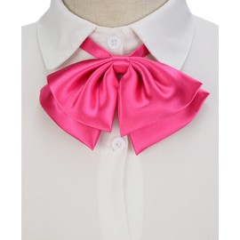 Silk Women Casual Bow Tie, Pre-Tied Japanese kawaii School Girl Uniform Anime Bowtie For Lolita Floppy Necktie FWBT-1, Rose, One Size